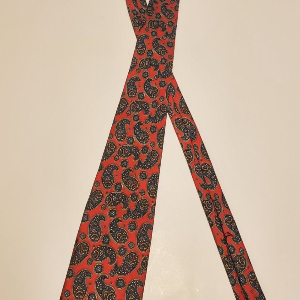 Nordstrom Red/Blue Paisley Silk Tie - Hand Sewn by Robert Talbot